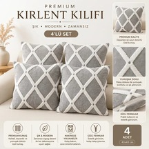 Premium Kırlent Kılıfı 4'lü Set 43x43 Cm Baklava Gri-beyaz