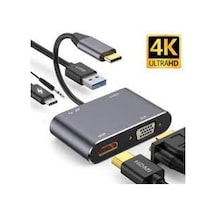 Hc-11 Apple Uyumlu MacBook Type-C To Usb 3.0 1080P 4K Hdmı Vga Pd Aux