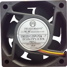 Pelko Motors 60x60x25mm C6025X12Splp2A-7 12V 0.37A 3 Kablo Kare Fan