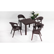 Garden Masa Takımı 1 Masa + 4 Sandalye Kahve Bahçe Balkon Teras Kahve