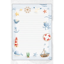 A5 Deniz Bloknot Çizgili Defter - 50 Yaprak - Memopad - Notepad - Not Defteri - Not Kağıdı Mavi Mavi