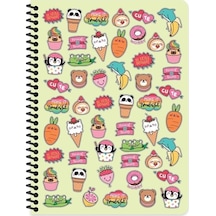 A4 80 Yaprak 3 Kareli+1 Çizgili Plastik Kapaklı Spiralli Sweet Fun Defter 4 Adet