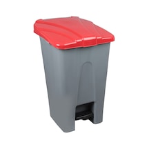 Safell Plastik Pedallı Çöp Kovası 70Lt Çöp Konteyneri Grikırmız