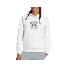 Killuminati Baskılı Beyaz Kadın Kapşonlu Sweatshirt