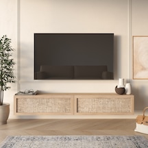 Robin Home Arizona Tv Ünitesi Sehpası Duvara Monte Ahşap Jüt Kapaklı 180cm Sepet-jüt Kahverengi