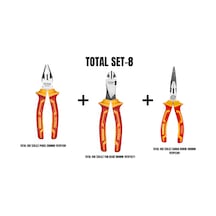 Total Set-8 İzoleli Pense 200mm+izoleli Yan Keski 180mm+izoleli Karga Burun 200mm