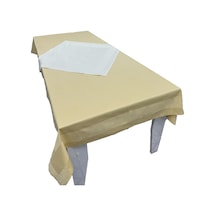 Krem 80cmx80cm Ve Sarı 140cmx240cm Pamuklu Masa Örtüsü 2 Li Set