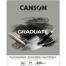 Canson Çizim Bloğu Graduate Mıx Medıa Gri 30 Syf A5 220 Gr
