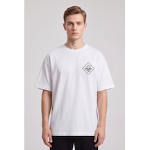 Black Nova Oversize Baskılı Unisex %100 Pamuk T-shirt Gasoline Bandit Beyaz