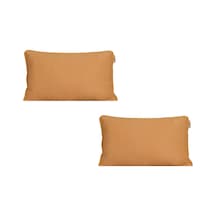 2'li Kadife Dokulu Fitilli Dikdörtgen Kırlent Kılıfı Sarı-557 Sarı