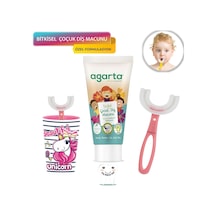 Mas Lord U Tipi Yeni Nesil Diş Fırçası Seti - Pembe Fırçalık + Pembe Düz 6-12 Yaş +Agarta Çocuk Diş Macunu