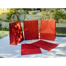 1.kalite 18x8x24 Cm 5 Li Bordo Renkli Kraft Kağıt Çanta, Hediye Poşeti, Hediye Paketi, Kraft Çanta