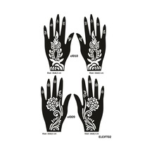 Airbrush Tattoo Güllü Desenler 4'lü + El Kına Kına Kalıpları Sadece Kalıp Seti 2'li