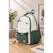 Unisex Ortaokul Lise Okul Sırt Çantası 16 İnç Laptop Bölmeli Soft Kumaş Hafif Yeşil-haki