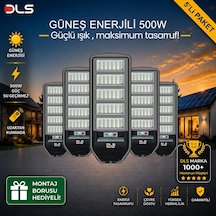 5'li Paket Dls 500w Güneş Enerjili Solar Sokak Lambası Hareket Sensörlü Led Bahçe Aydınlatması