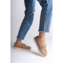 Lıly Bağcıksız Ortopedik Rahat Taban Çiçek Desenli Kadın Babet Ayakkabı Ckt - Ten Ten