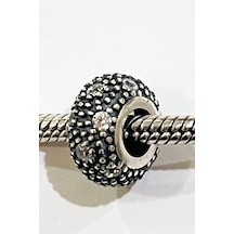 Yerli Üretim Taşlı Halka Charm Gümüş