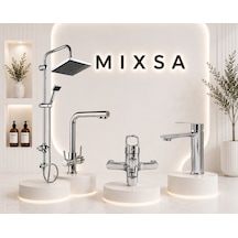 Lüx Premium 4'lü Banyo Seti Duş Seti 3 Yollu Arıtma Bataryası Banyo Bataryası Lavabo Bataryası Şık Tasarım 4'lü Set Krom