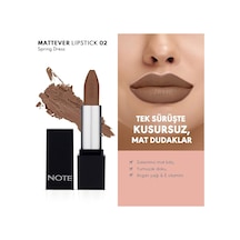 Cosmetics Mattever Lipstick 02 Spring Dress Yarı Mat Saten Bitişli Ruj, Kahverengi Diğer