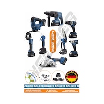 Böhrer Alman 4 Akü 2 Şarj Cihazı V598 Profesyonel 8 Makine Kombo Set + Mavi Çanta