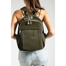 Baginn Saten Kumaş Kadın Sırt Çantası 38 28 Cm Yağmur İtici Kumaş Mega Bag Günlük Kullanıma Uygun Yeşil
