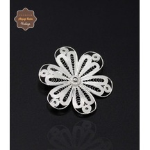 Çiçek Model 925 Ayar Gümüş Saf Süper Telkari Broş 201024622 Gümüş
