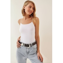 Unika Boutique Kadın Çift Katlı Ip Askılı Atlet Unika beyaz