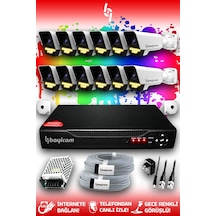 Bayicam 12 Kameralı Süper 12 Dış Kamera Set HDD'siz 5 MP 2K Renkli Gece Görüşlü Güvenlik Kamerası Sistemi