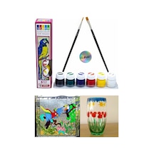 6 Renk Cam Boyası Boya Seti İpek Fırçalı Set 6x20ml Çok Renkli