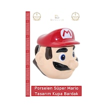 Bardak Porselen Şık Tasarım Dekoratif Hediyelik Mutfak Ofis Aksesuar Mario Kupa Bardak 12 10 Cm Çok Renkli