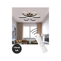 Levent Siyah Plafonyer 60 Cm Kumandalı Ultra Süper 3 Renk Işık Ledli Salon Mutfak Ledli Avize