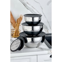 Zena Liora Esta 9 Parça Rendeli Karıştırma Ve Saklama Kabı 16-20-24 Cm Aura Mix Siyah