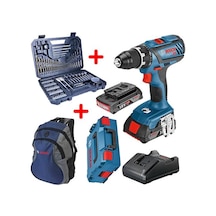 Bosch GSR 18V-28 (2 x 2.0 AH) Çift Akülü Vidalama + L-Boxx + Sırt Çantası + V-Line 103 Parça Uç Seti
