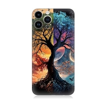 Apple Uyumlu iPhone 13 Pro Max Dört Mevsim Gece Gündüz Ağaç Desenli Silikon Kılıf