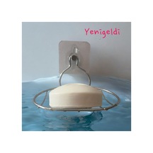 Buççin Online Mağaza 1 Adet Güçlü Yapışkan Askılı Paslanmaz Sabunluk Duş, Banyo Mutfak Duş Lifi Vs. Metal Gri Çok Renkli
