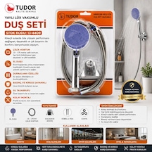 Vakumlu - Krom Lüks Duş Seti Metal Yaylı Hortum 150cm Mafsal Bx40