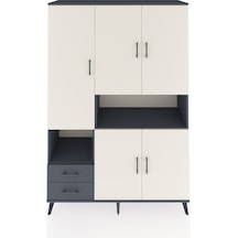Hyperion Dolap 10 Raflı 2 Çekmeceli 5 Kapaklı 132x44x195 Antrasit-aytaşı/antrasit Aytası/antrasıt