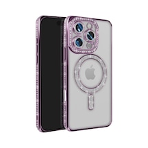 Newface Apple İphone 16 Pro Max Kılıf Joke Simli Magneticsafe Kılıf - Derin Mor