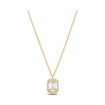 Çekirdekjewelry Baget Taşlı Sarı Altın Renkli Halo Kolye Zarif Ve Şık Tasarım Sarı