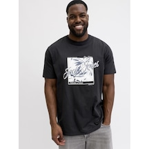 Jack & Jones Jack Jones Baskılı Büyük Beden Tişört 12295982 Siyah