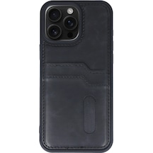 Apple İphone 14 Pro Max Kılıf Sara Kartvizitli Deri Kılıf - Siyah 0.2M-Çok Renkli