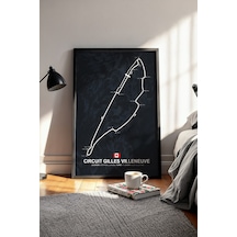 Gilles Villeneuve F1 Pisti Ahşap Çerçeveli Tablo Kanada Gp Poster Siyah