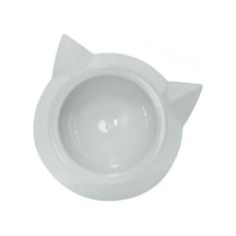 Plastik Tekli Kedi Mama Ve Su Kabı - Beyaz
