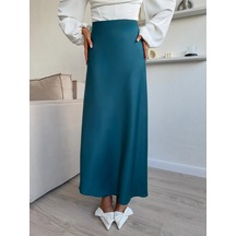 Knitbeat Kadınlar İçin Lastikli Saten Etek 479526530 Zümrüt