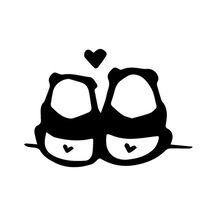 Sevimli Panda Sticker Yapıştırması Sİyah Renk 18CM