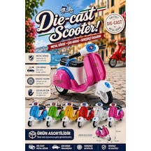 Diecast Metal Gövdeli Çek Bırak Oyuncak Scooter Klasik Motor 11 Cm Çok Renkli