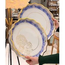 2li Blue Gold Lüks Tepsi-5658 Çok Renkli