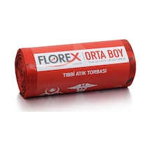 Florex Tıbbi Atık Çöp Poşeti Orta Baskılı Kırmızı 25 Yaprak 1 Rulo 55 x 60 CM