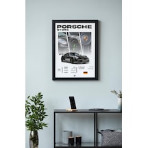Porsche 911 Gt3 Rs Ahşap Çerçeveli Poster Tablo Track Focused Supercar