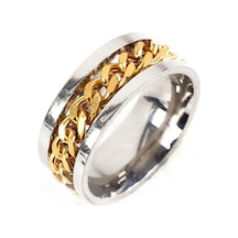 Altın 4 Renk Erkekler Moda Otoriter Titanyum Çelik Dönen Yüzükler Takı Zincir Yüzük 10 Altın